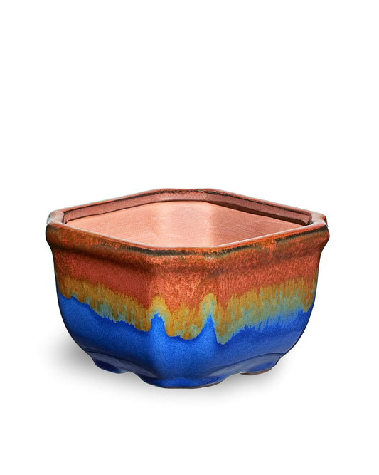 Blue & Brown AusGardo Square Succulent Pot