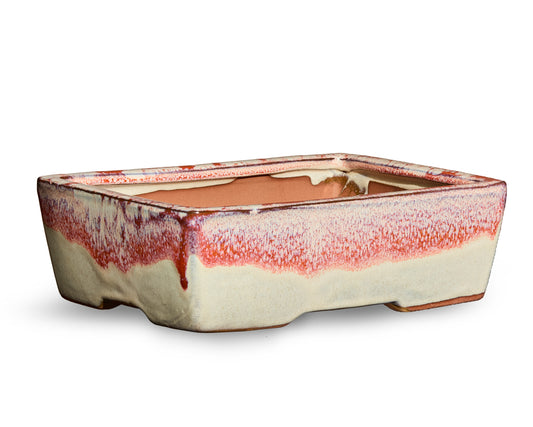 RECTANGLE Bonsai Pot Orange & White - Factory Defect