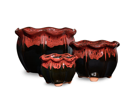 Black and Red Set - Succulent Pot